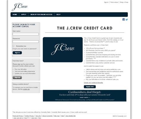 j crew card login.